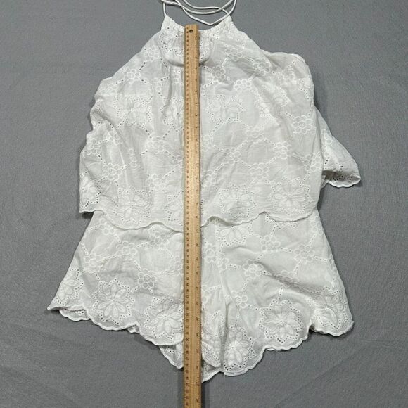 Petal and Pup Halter‎ Romper Womans 6 White Eyelet Ruffle Scallop High Neck - Picture 3 of 11